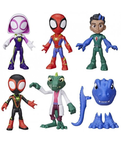 Coffret Héros dinosaures et Lizard, 5 figurines, jouet de super-héros préscolaire, a partir de 3 ans, Spidey et ses Amis