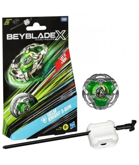 Beyblade X, Starter Pack Helm Knight 3-80N avec toupie de compétition a rotation droite de type défense et lanceur, a partir …