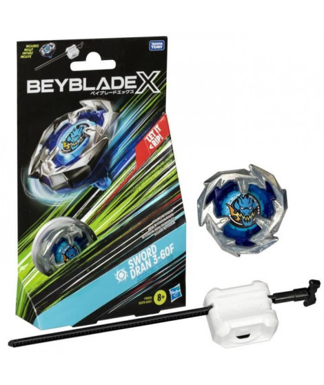 Beyblade X, Starter Pack Sword Dran 3-60F avec toupie de compétition a rotation droite de type attaque et lanceur, a partir d…