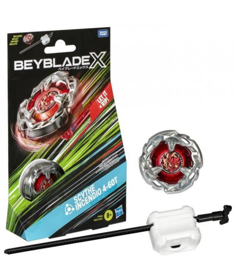 Beyblade X, Starter Pack Scythe Incendio 4-60T avec toupie de compétition a rotation droite de type équilibre et lanceur, des…