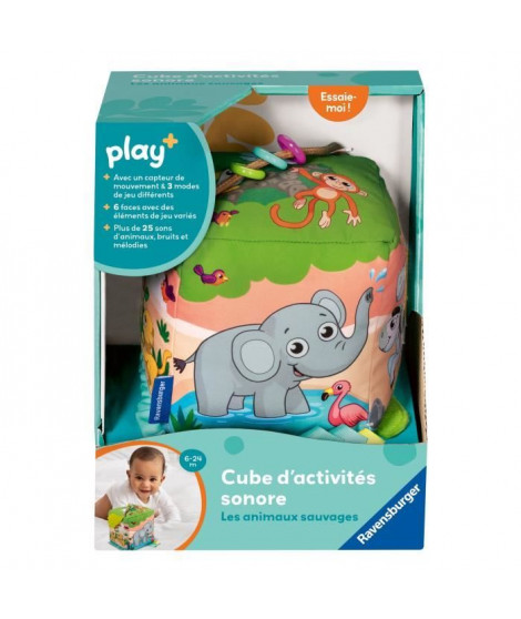 Ravensburger -PLAY + - Mon cube d'activités sonore les animaux sauvages - Des 6 mois - version française - 34009