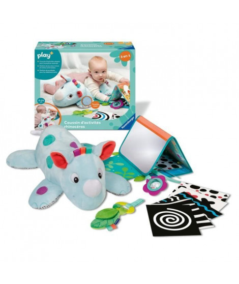 Ravensburger -PLAY + - Coussin d'activités 3en1 rhincéros  - Des la naissance - version française - 34010