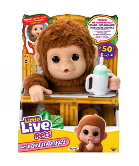 Mon Bébé Singe - MOOSE TOYS - LITTLE LIVE PETS - Singe interactif avec accessoires