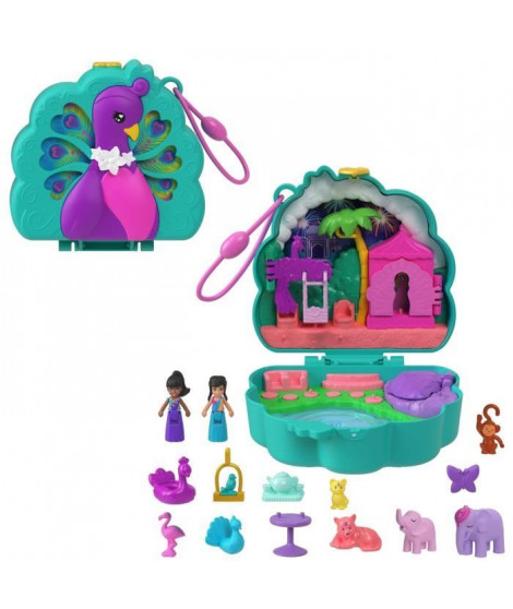 Polly Pocket-Le Jardin du Paon-Coffret 2 mini-figurines et animaux HWN97