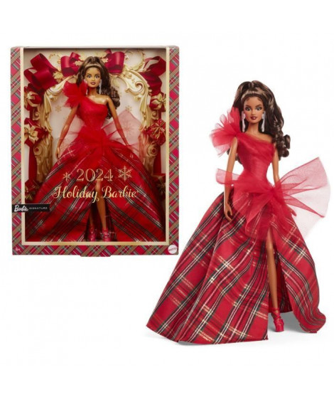 BARBIE Poupée joyeux noël châtain HRM63