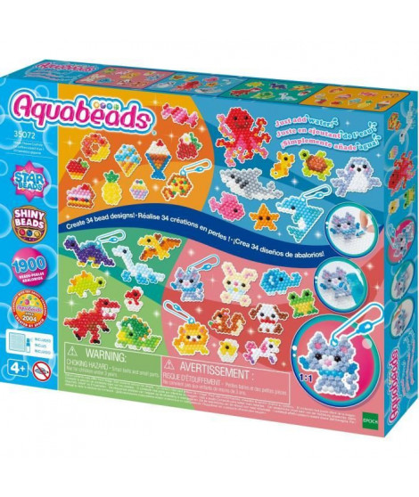 Le coffret créatif 4 en 1 - AQUABEADS - 35072 - 1900 perles pour créations a vaporiser