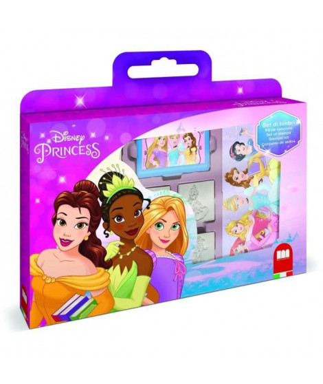 Coffret de tampons - MULTIPRINT - 7660 - Princesses Disney - 7 tampons bois et latex, feutres Giotto, album coloriage