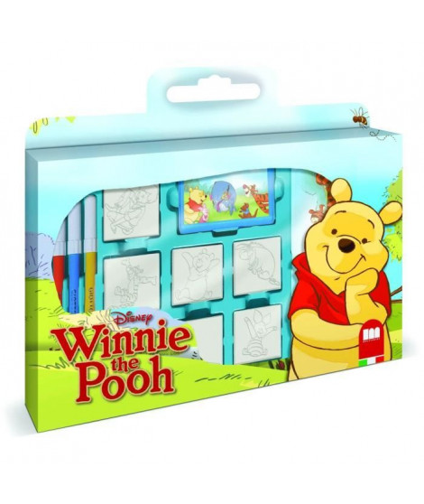 Coffret de tampons - MULTIPRINT - 7770 - Winnie l'Ourson - 7 tampons bois et latex, feutres Giotto, album coloriage