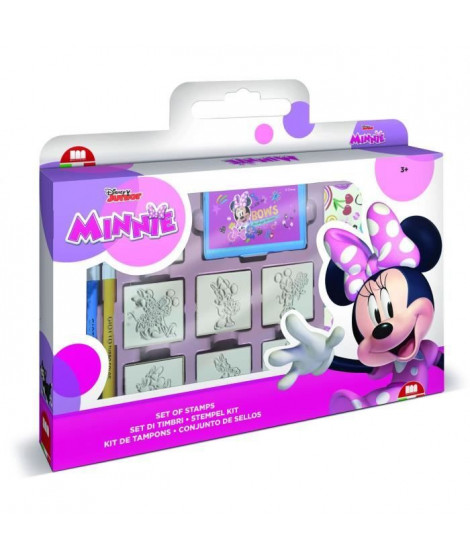 Coffret de tampons - MULTIPRINT - 7866 - Minnie - 7 tampons bois et latex, feutres Giotto, album coloriage