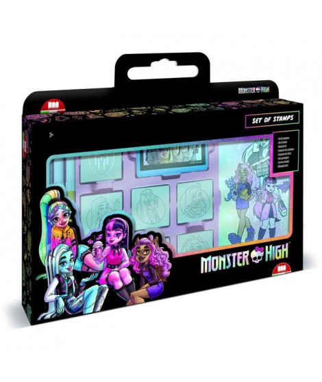 Coffret de tampons - MULTIPRINT - 7869 - Monster High - 7 tampons bois et latex, feutres Giotto, album coloriage