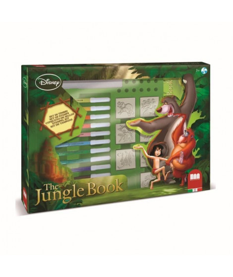 Coffret de tampons - MULTIPRINT - 4772 - Le Livre de la Jungle - 7 tampons bois et latex, 12 feutres Giotto, regle, album col…