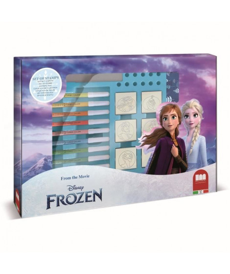 Coffret de tampons - MULTIPRINT - 4981 - La Reine des Neiges - 7 tampons bois et latex, 12 feutres Giotto, regle, album color…