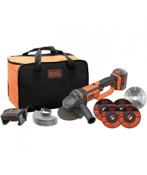 Meuleuse sans Fil - BLACK & DECKER - BCG720M1A5-QW - 18 V + 5 Disques + 1 Batterie 4 Ah