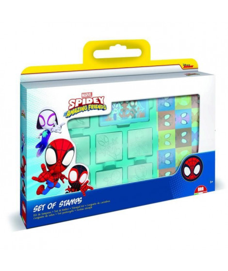 Coffret de tampons - MULTIPRINT - 7135 - Spidey et ses Amis - 7 tampons bois et latex, feutres Giotto, album coloriage