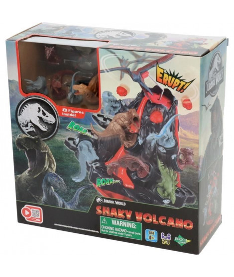 Jeu de Société - EPOCH GAMES - Jurassic World Shaky Volcano - Volcan en Éruption, Dinosaures a Sauver !
