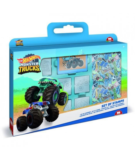 Coffret de tampons - MULTIPRINT - 7143 - Hot Wheels - 7 tampons bois et latex, feutres Giotto, album coloriage