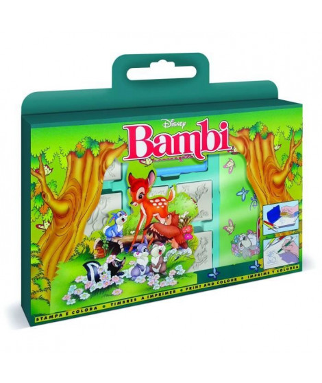 Coffret de tampons - MULTIPRINT - 7769 - Bambi - 7 tampons bois et latex, feutres Giotto, album coloriage