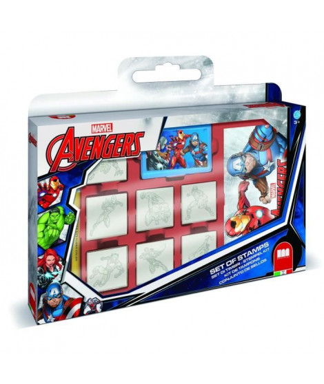 Coffret de tampons - MULTIPRINT - 7873 - Avengers - 7 tampons bois et latex, feutres Giotto, album coloriage