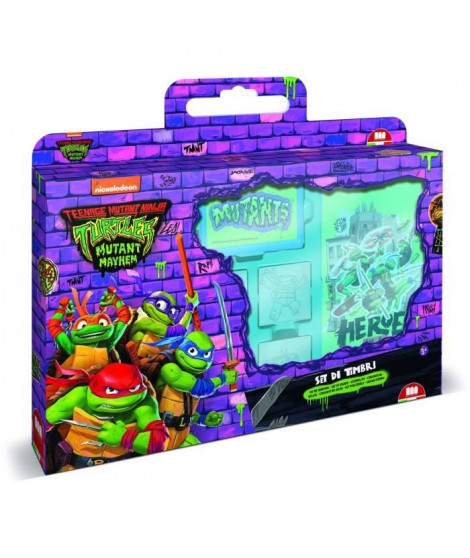 Coffret de tampons - MULTIPRINT - 7884 - Tortues Ninja - 7 tampons bois et latex, feutres Giotto, album coloriage