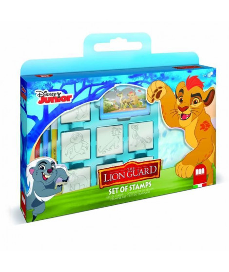 Coffret de tampons - MULTIPRINT - 7946 - La Garde du Roi Lion - 7 tampons bois et latex, feutres Giotto, album coloriage