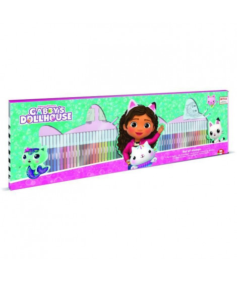 Coffret coloriage - MULTIPRINT - 18117 - 60 feutres 4 tampons Gabby et la Maison magique