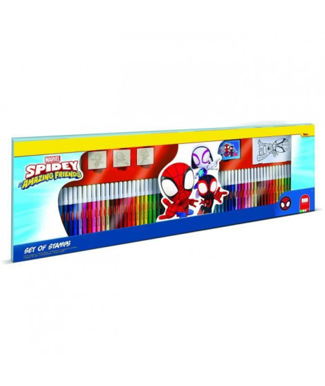 Coffret coloriage - MULTIPRINT - 18135 - 60 feutres 4 tampons Spidey et ses Amis