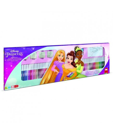 Coffret coloriage - MULTIPRINT - 18660 - 60 feutres 4 tampons Princesses Disney