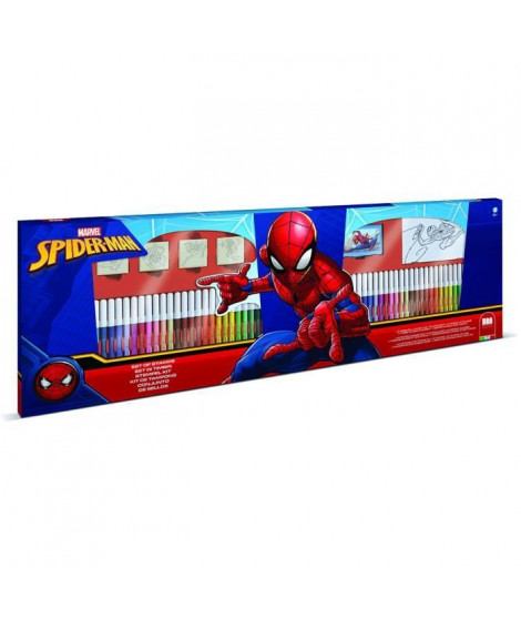 Coffret coloriage - MULTIPRINT - 18817 - 60 feutres 4 tampons Spiderman