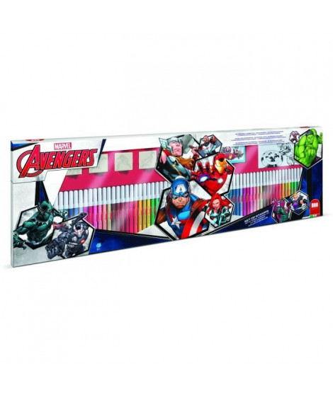 Coffret coloriage - MULTIPRINT - 18873 - 60 feutres 4 tampons Avengers