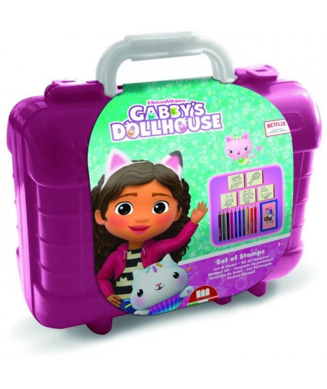 Travel Set - MULTIPRINT - 42117 - 5 tampons Gabby et la Maison magique, 10 crayons