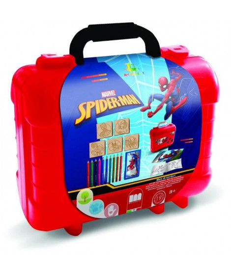 Travel Set - MULTIPRINT - 42817 - 5 tampons Spiderman, 10 crayons