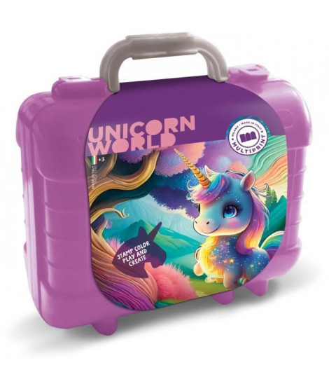 Travel Set - MULTIPRINT - 42978 - 5 tampons Licornes, 10 crayons