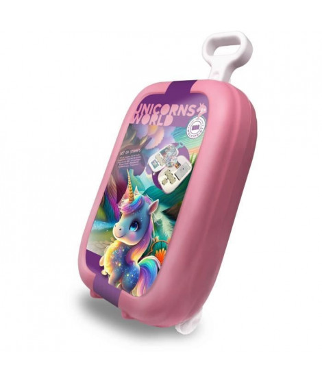 Trolley - MULTIPRINT - 64978 - 7 tampons Licornes, 5 crayons, 18 feutres