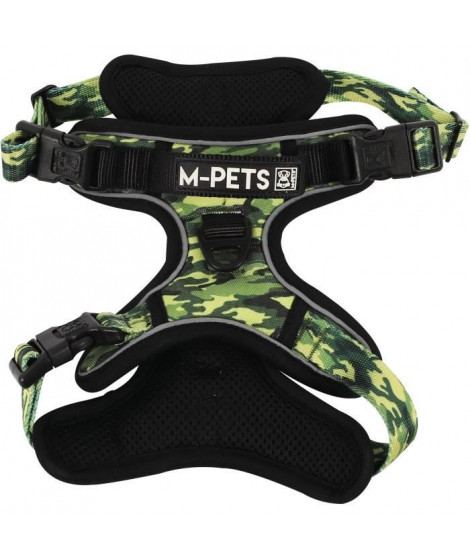 Harnais - M PETS - HIKING - Camouflage S - Tissu rembourré -Attache sécurité - Poignée - Laisse dos/avant