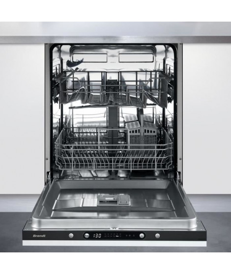 Lave-vaisselle intégrable BRANDT LVE327J - 12 couverts - L60cm - 47 dB - Noir