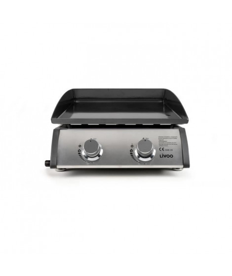 Plancha a gaz - LIVOO - DOC296 - 2 bruleurs - Gris