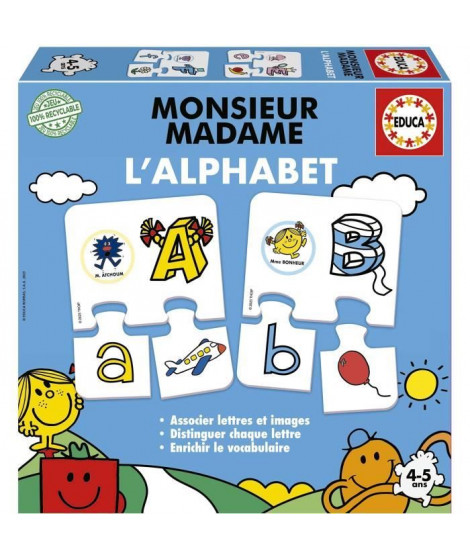 Jeu d'apprentissage - EDUCA - Monsieur Madame - Alphabet