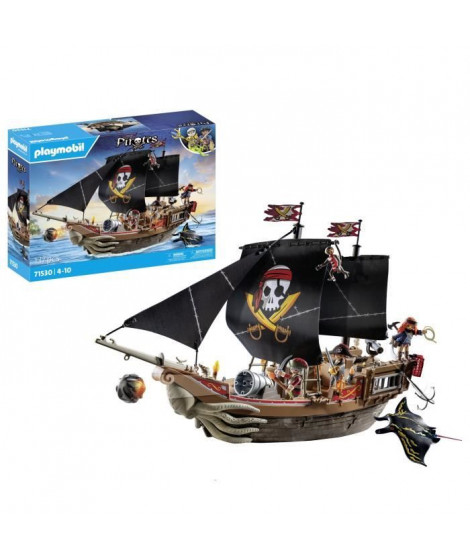 PLAYMOBIL 71530 Bateau pirates, 137 pieces dont 3 personnages et 4 animaux, Les Pirates, Jeu de rôle créatif, Des 4 ans