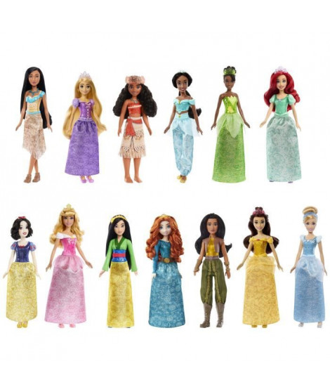 Mattel Disney Coffret Princesses Étincelantes avec 13 poupées avec habillage scintillant et accessoires, Des 3 ans, HPG74