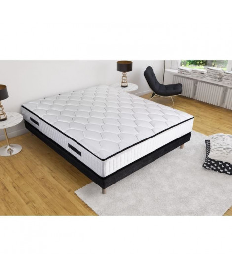 Ensemble sommier et matelas - NEW YORK - 140 x 190 - Ressorts - Sommier a lattes