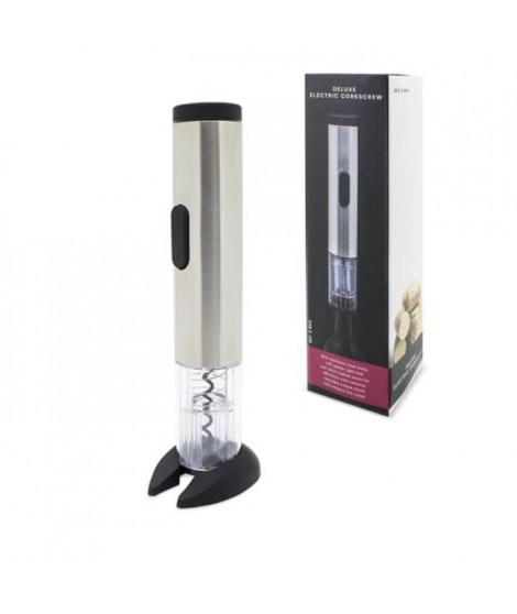 Tire-bouchon électrique acier inox + coupe capsule - Tire-bouchon avec socle - Multicolore - Noir - 1 piece