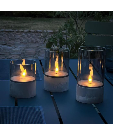 Lot 3 Lampes a poser LED BOUGIE BRILLIANT  - 2500K - Plastique et verre - Gris et verre fumé