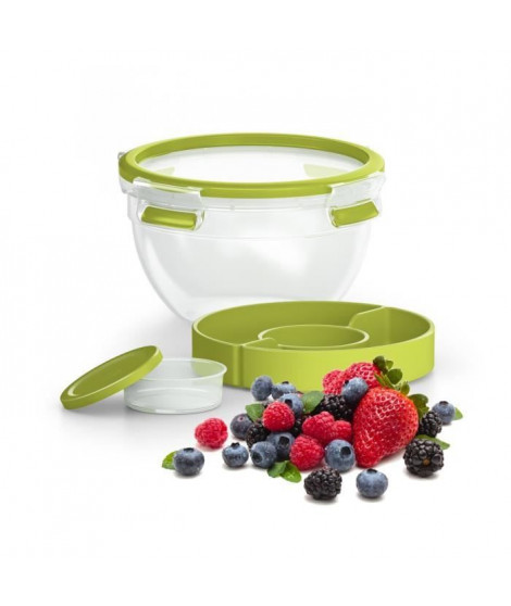 TEFAL Masterseal To Go Salad Box, Boîte alimentaire 1 L, 2 compartiments, 100% hermétique, Sans BPA, Garantie 30 ans K3100112