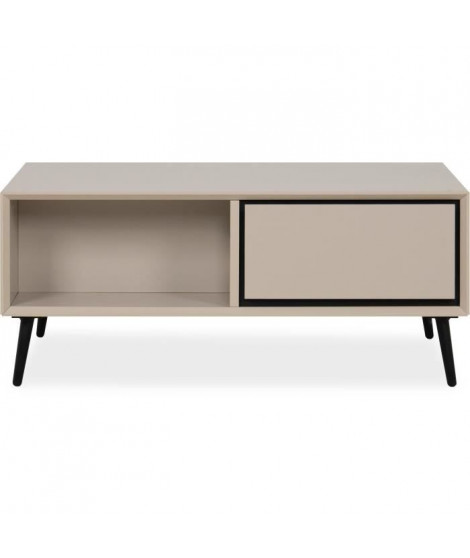 Table basse - ARONA - Rectangulaire - Capuccino / Noir - Sur pieds - 94 x 40 x 55 cm