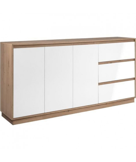 Buffet - PHoeNIX - Décor chene artisan / blanc HGL - 3 portes - 3 tiroirs - 178 x 88 x 40 cm