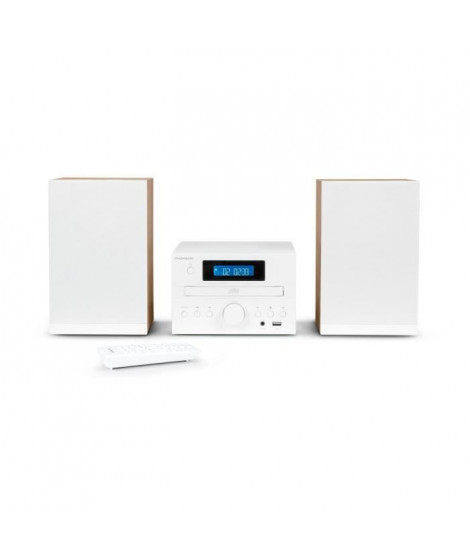 Microchaîne - THOMSON - COSY MIC121BT - Lecteur CD, Bluetooth, Radio FM, MP3, USB - Bois et Blanc