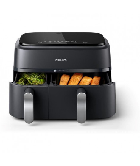 AirFryer - PHILIPS - NA351/00 - Inox - 9,0L - Double Cuve - 38,25 x 44,39 x 31,42 cm
