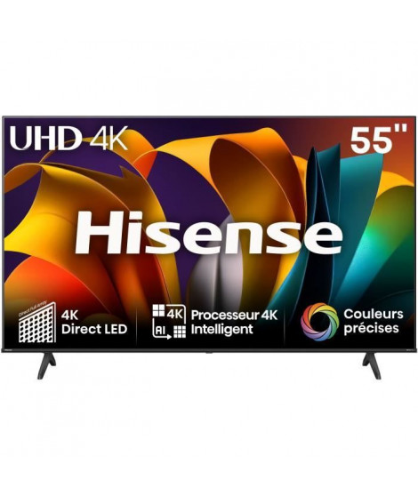 TV LED HISENSE 55A6N - 55 4K UHD - Dolby Vision - Smart TV - 3xHDMI - Bords ultra fins