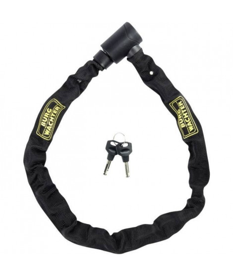 Antivol vélo chaîne - BURG WACHTER - 580 90 BLACK - Acier 6 mm - Textile haute résistance - 2 clés