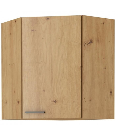 Meuble haut d'angle - MODENA - 89 x 89 cm - Chene artisan et noir mat - CUISINIER